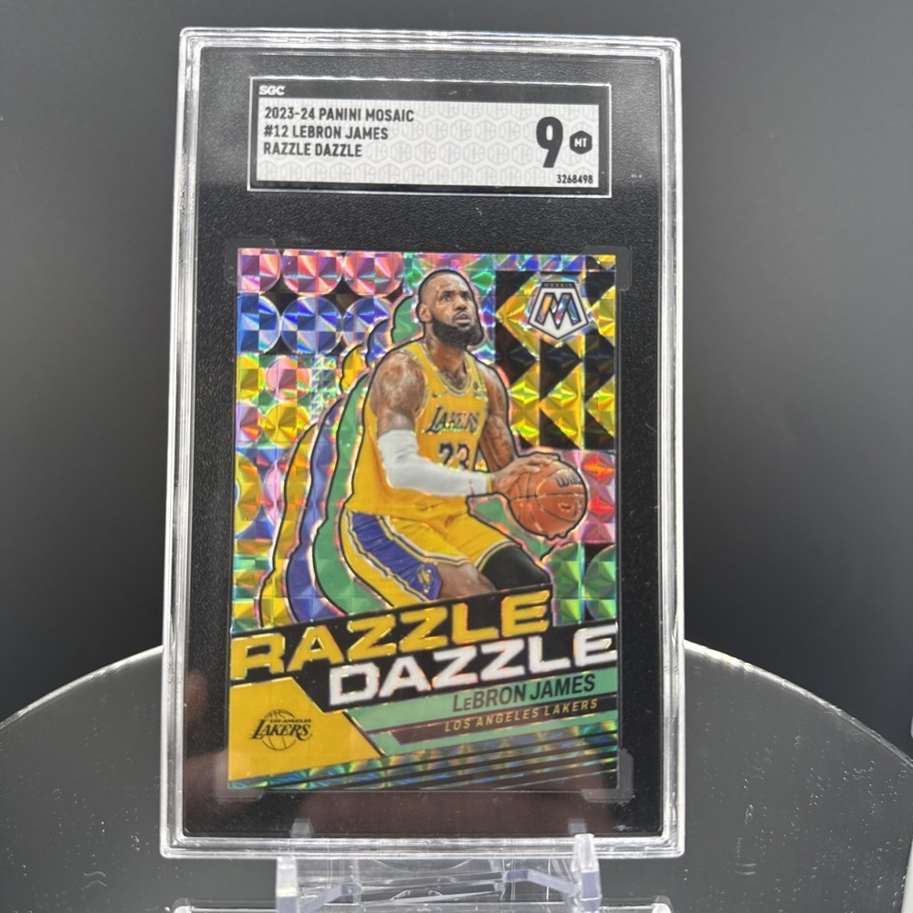 LeBron James 2023-24 Panini Mosaic Razzle Dazzle #12 SGC 9 Lakers